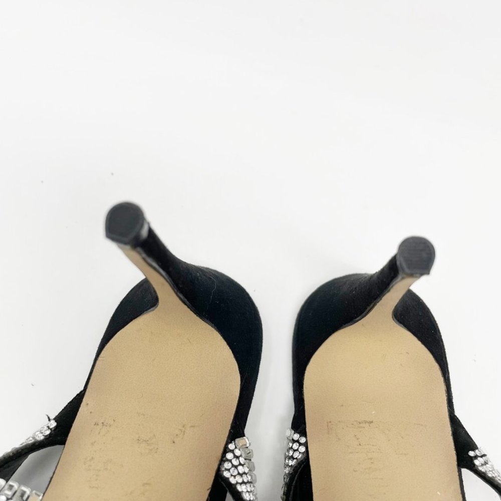 Aldo Womens Black Suede Leather Rhinestone Straps Slide Heels Size 8 "Noawia" - Picture 8 of 11